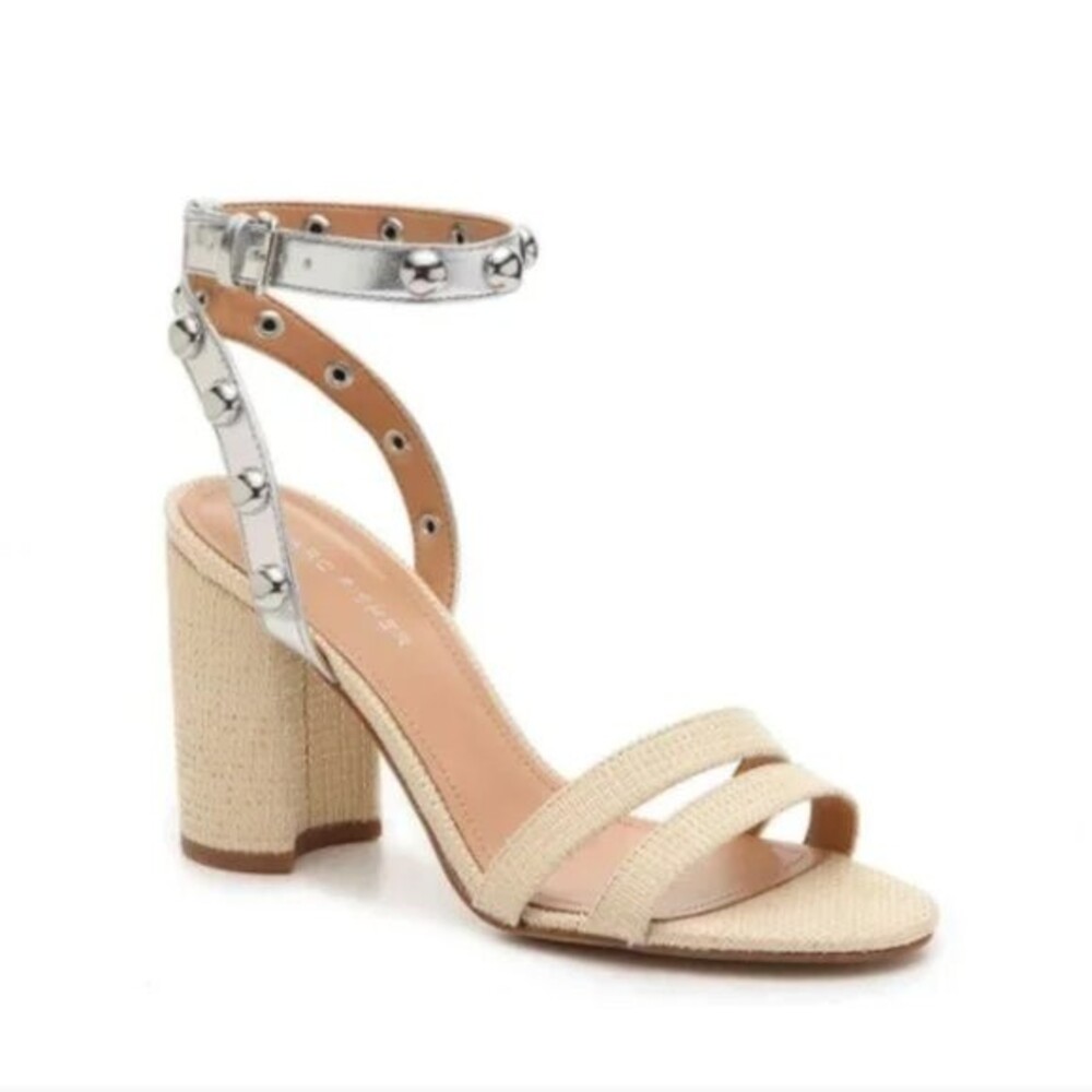Marc Fisher Lantern Studded Block Heel Sandals - size 10M